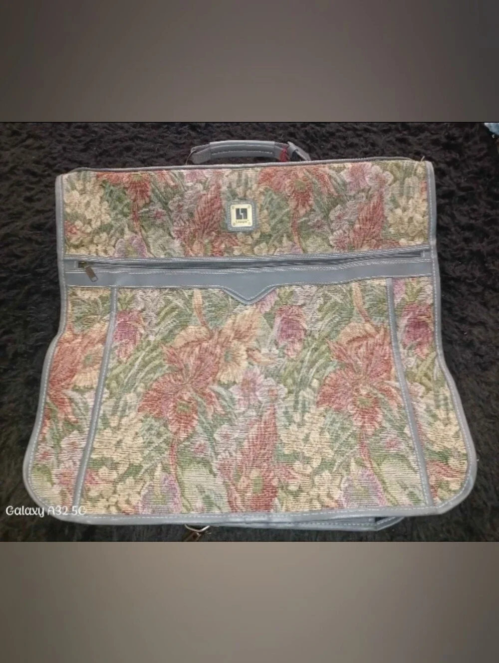 Vintage 80s Leisure Floral Tapestry Luggage Set-2pc Garment Bag/Duffel Weekender